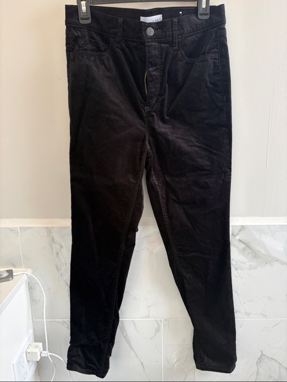 LOFT Black Velvet Pants - Slim Straight
